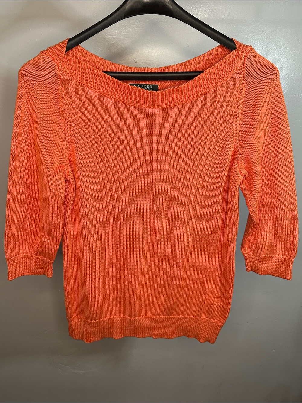 Lauren Ralph Lauren Bright Orange Scoopneck Knit Sweater